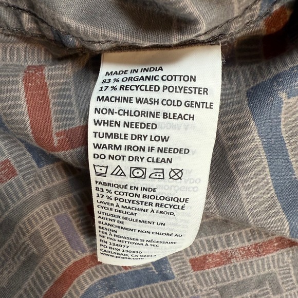 Prana Mens Large Slim Fit Short Sleeve Button Up Shirt Organic Cotton Blend - Picture 7 of 9